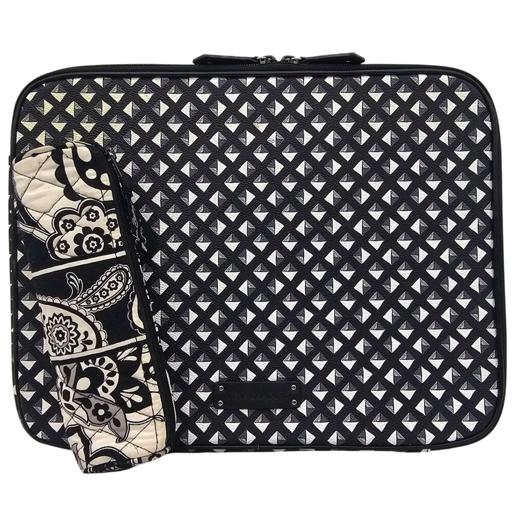 Vera Bradley Black & White Geometric Padded Laptop Sleeve for 13" & Pencil Case